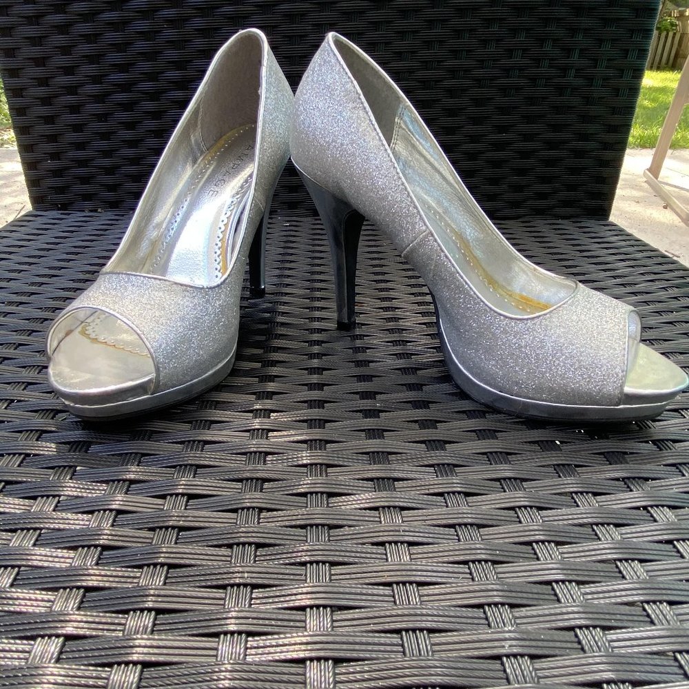 Rampage Silver Sparkle Heels 8 1/2